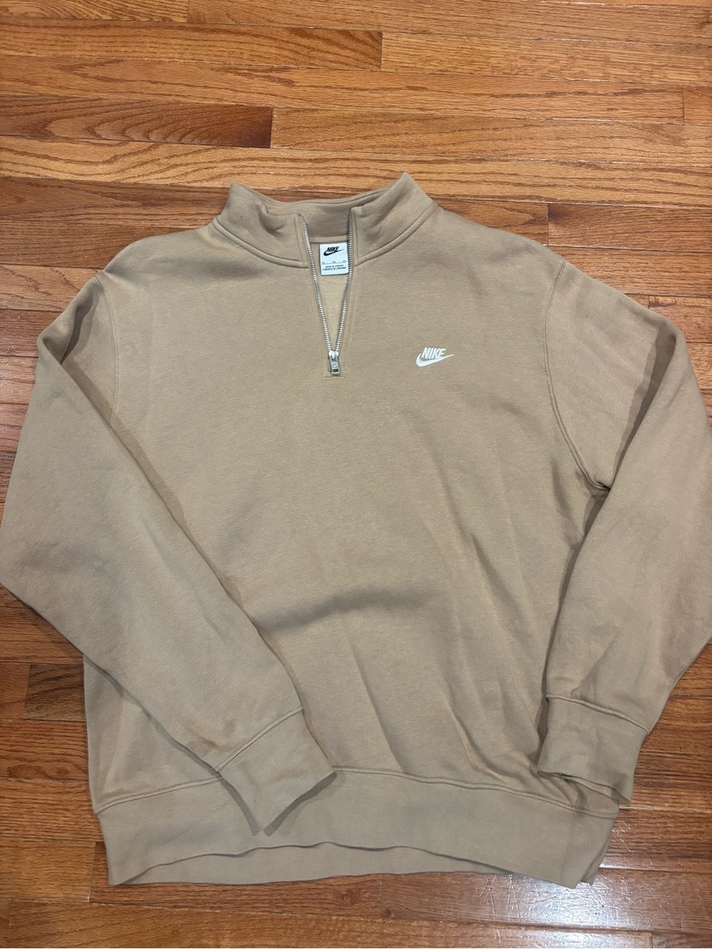 Nike Quarter-Zip Hoodie in Tan XL
